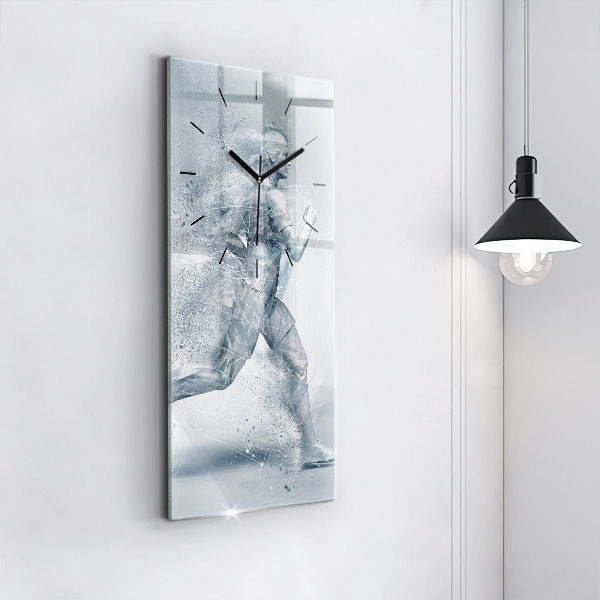 Zegar szklany pionowy Biegnący człowiek