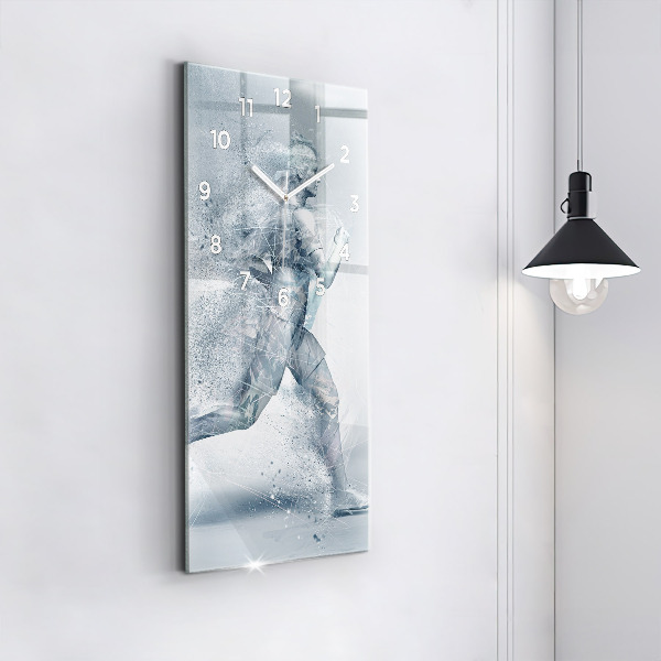 Zegar szklany pionowy Biegnący człowiek