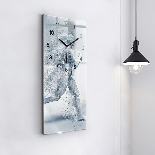 Zegar szklany pionowy Biegnący człowiek
