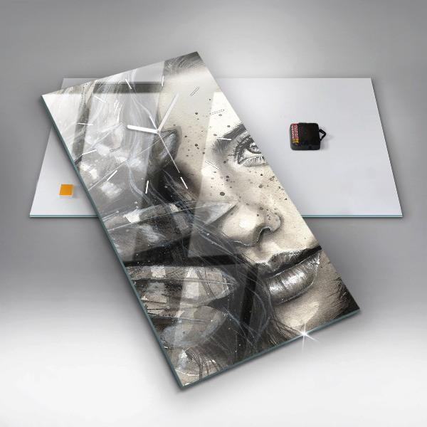 Zegar szklany pionowy Malowany portret