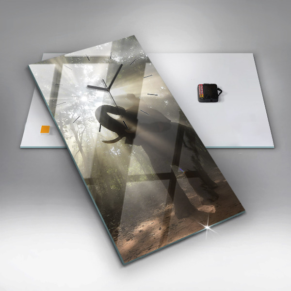 Zegar szklany pionowy Słoń w dżungli