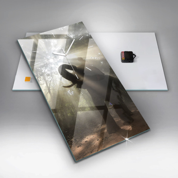 Zegar szklany pionowy Słoń w dżungli