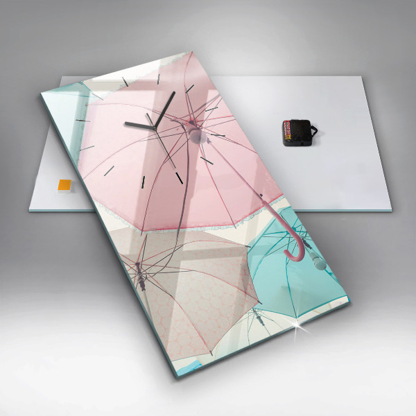 Zegar szklany pionowy Pastelowe parasole