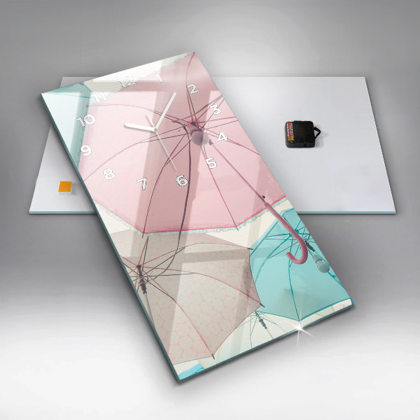 Zegar szklany pionowy Pastelowe parasole