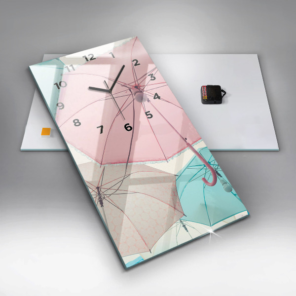 Zegar szklany pionowy Pastelowe parasole