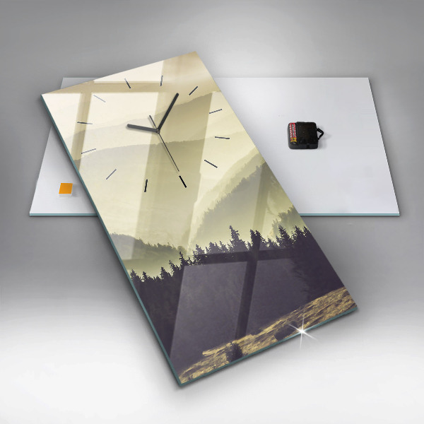Zegar szklany pionowy Mgliste górskie zbocza
