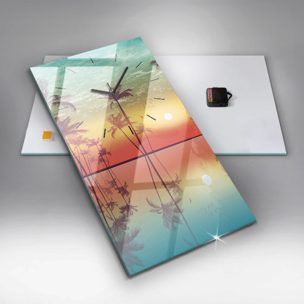 Zegar ścienny pionowy Tropikalne palmy