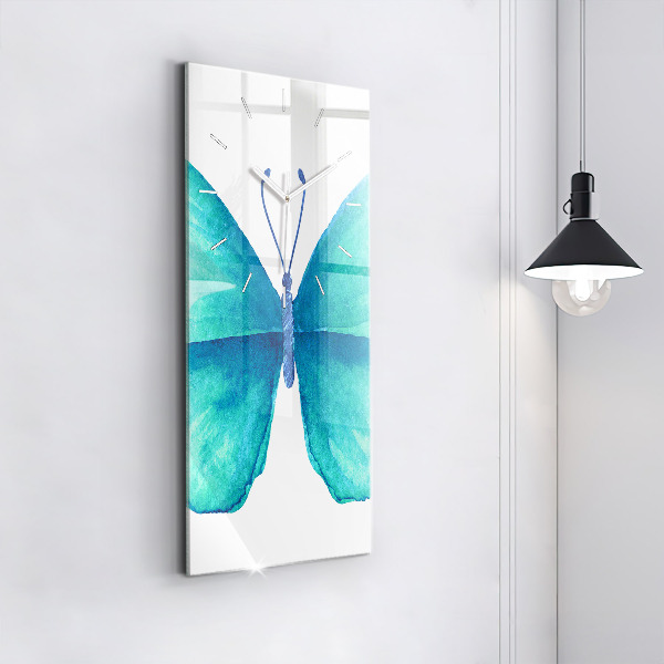 Zegar ścienny pionowy Turkusowy letni motyl