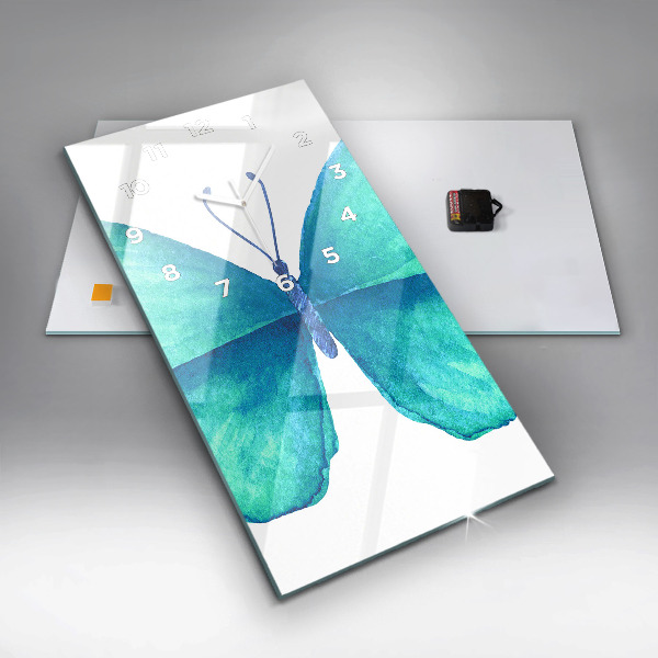 Zegar ścienny pionowy Turkusowy letni motyl