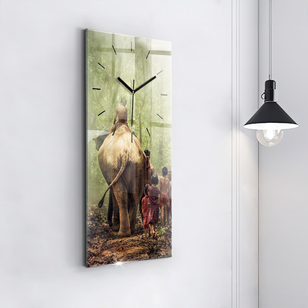 Zegar ścienny pionowy Dzieci prowadzące słonia
