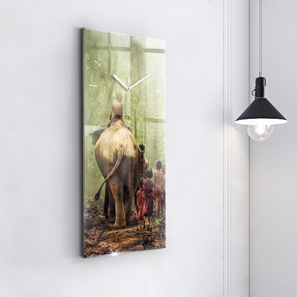 Zegar ścienny pionowy Dzieci prowadzące słonia