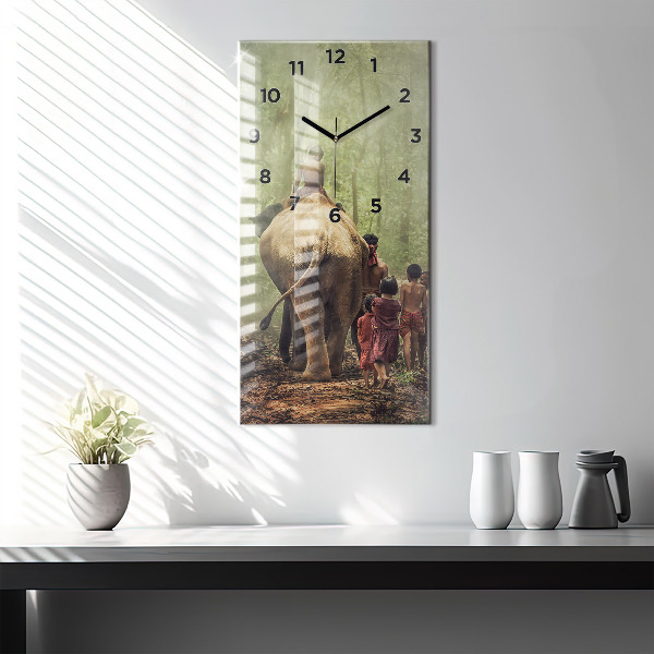 Zegar ścienny pionowy Dzieci prowadzące słonia