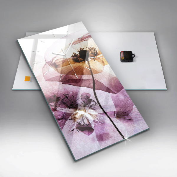 Zegar ścienny pionowy Suche kwiaty maki