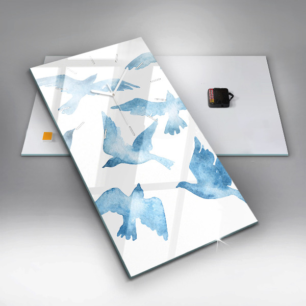 Zegar ścienny pionowy Latające błękitne ptaki