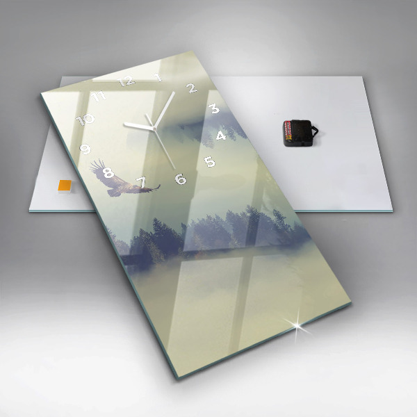 Zegar ścienny pionowy Mglisty las orzeł