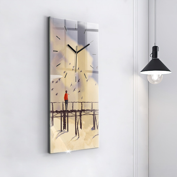 Zegar ścienny pionowy Człowiek na starym moście