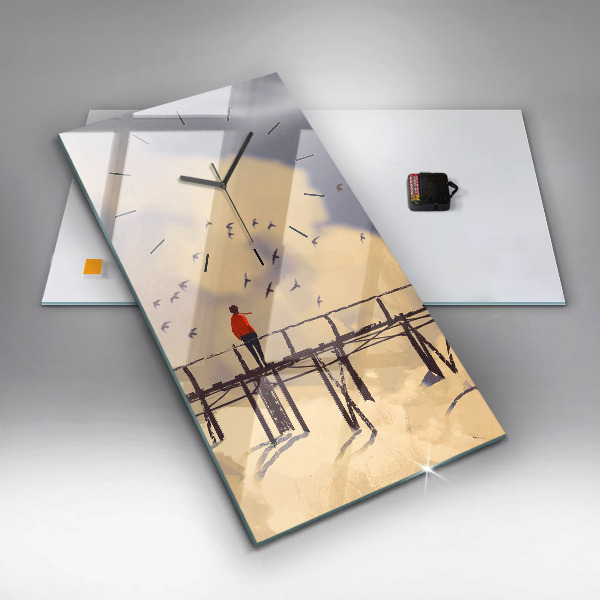 Zegar ścienny pionowy Człowiek na starym moście