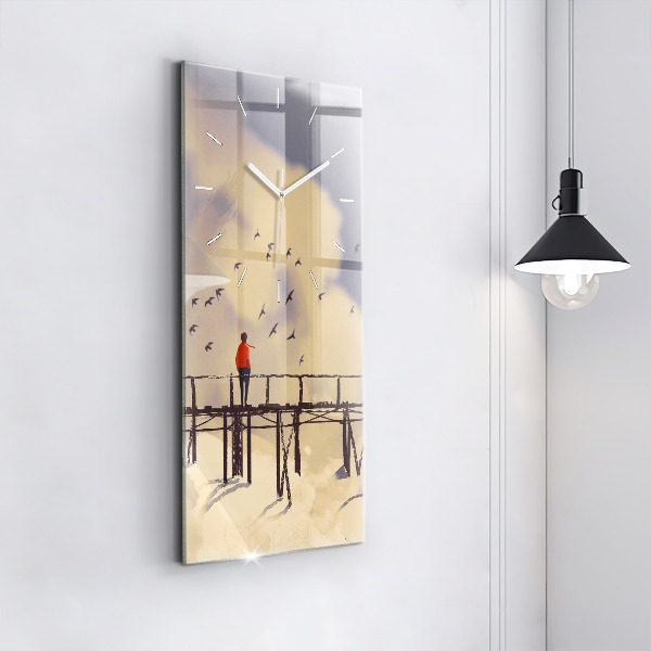 Zegar ścienny pionowy Człowiek na starym moście
