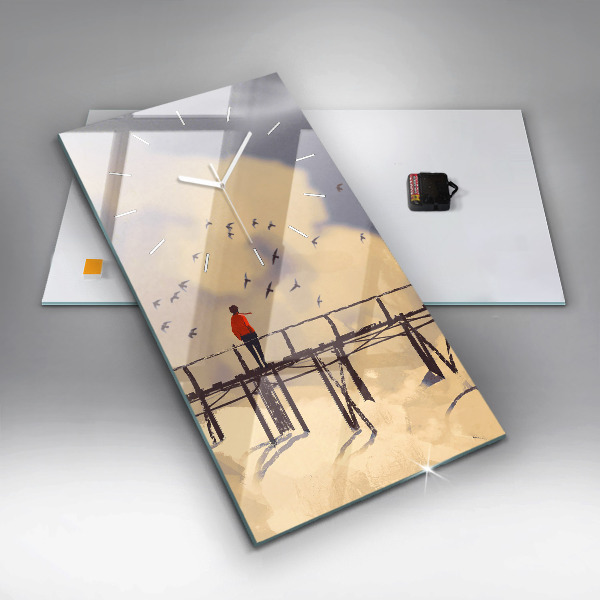 Zegar ścienny pionowy Człowiek na starym moście