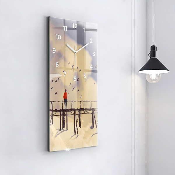 Zegar ścienny pionowy Człowiek na starym moście