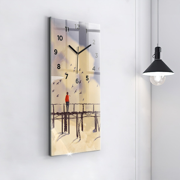 Zegar ścienny pionowy Człowiek na starym moście