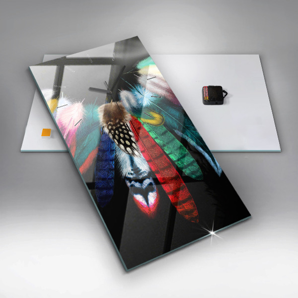 Zegar ścienny pionowy Kolorowe pióra ptaka