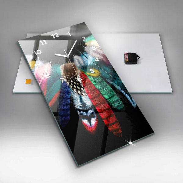 Zegar ścienny pionowy Kolorowe pióra ptaka