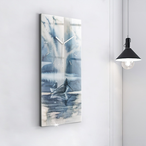 Zegar ścienny pionowy Rybak na jeziorze