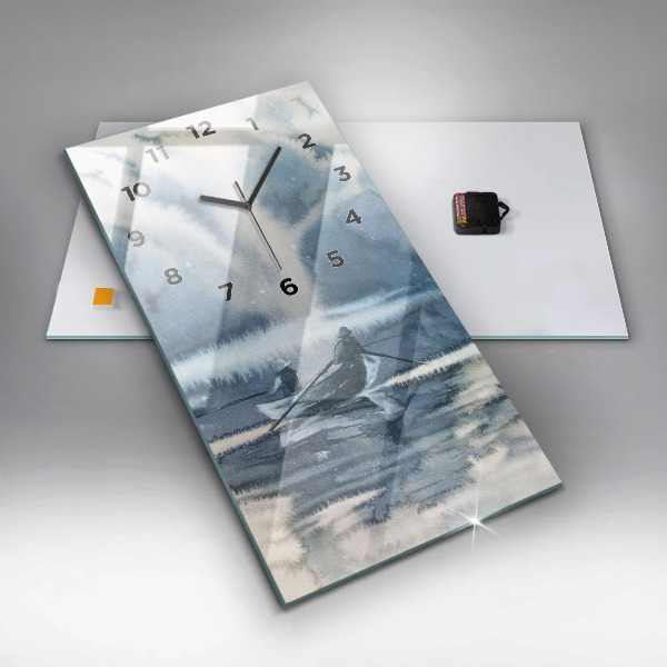 Zegar ścienny pionowy Rybak na jeziorze