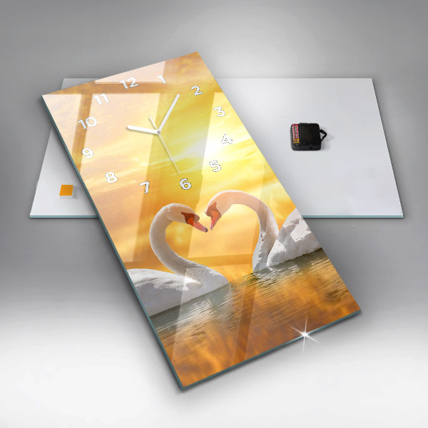 Zegar ścienny pionowy Zakochane łabędzie