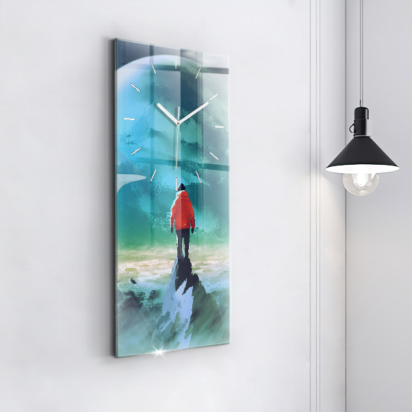 Zegar ścienny pionowy Człowiek na księżycu