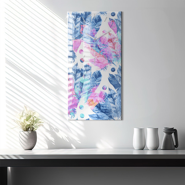 Zegar ścienny pionowy Kolorowe pióra