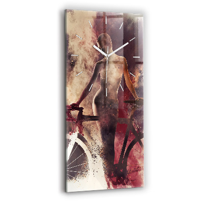 Zegar ścienny pionowy Kobieta i rower