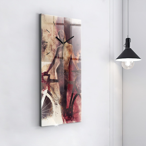 Zegar ścienny pionowy Kobieta i rower