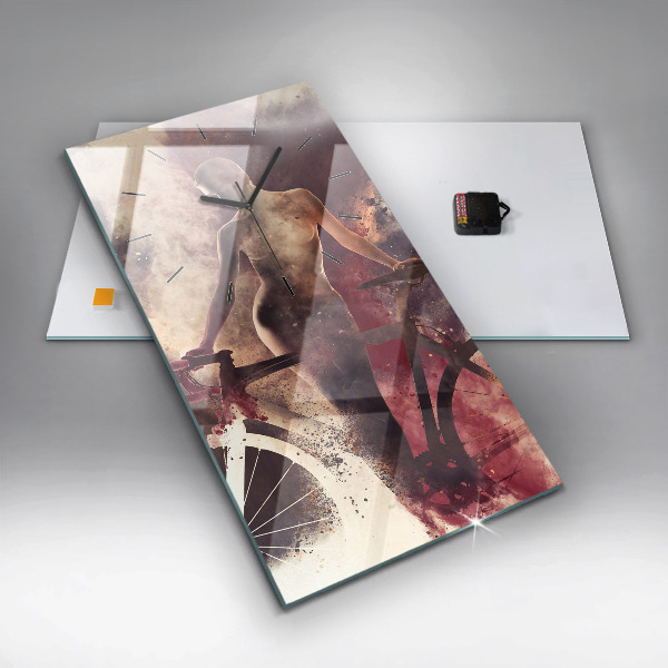 Zegar ścienny pionowy Kobieta i rower