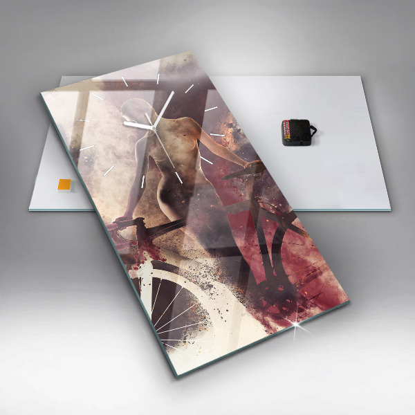 Zegar ścienny pionowy Kobieta i rower