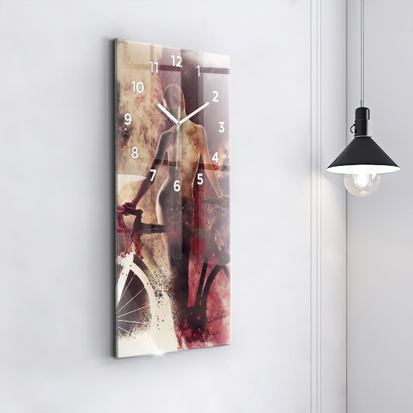 Zegar ścienny pionowy Kobieta i rower