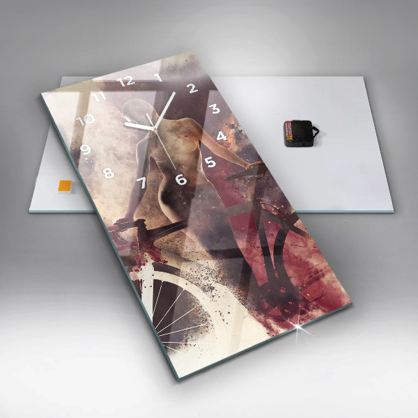 Zegar ścienny pionowy Kobieta i rower