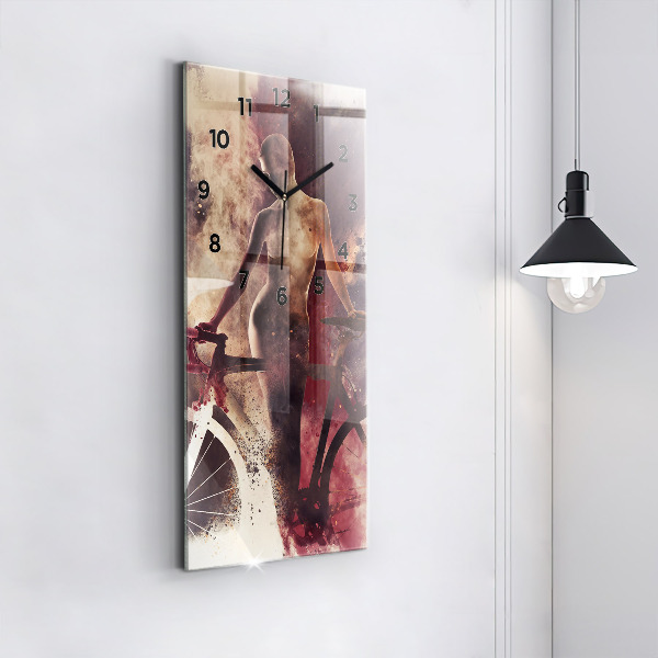 Zegar ścienny pionowy Kobieta i rower