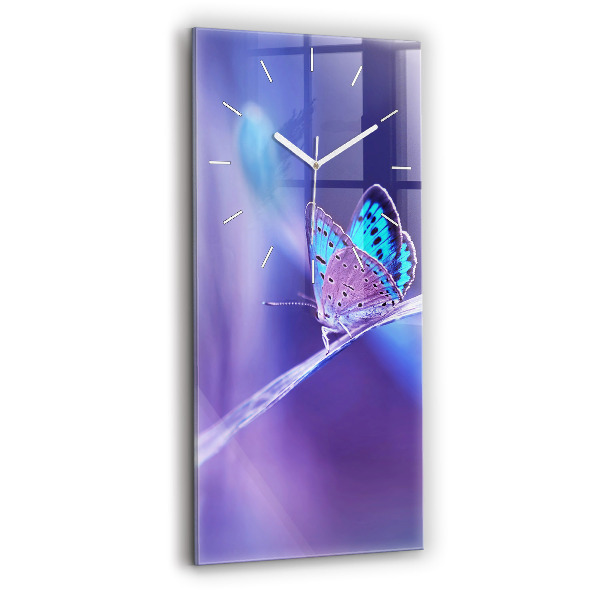 Zegar ścienny pionowy Motyl na trawie