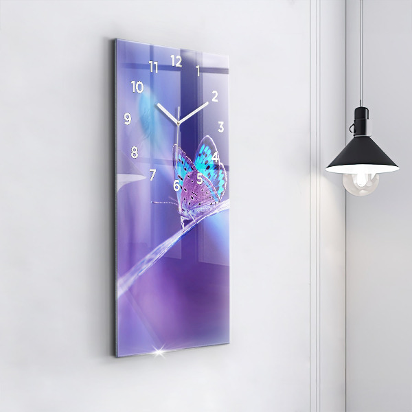 Zegar ścienny pionowy Motyl na trawie