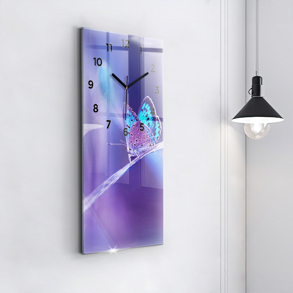 Zegar ścienny pionowy Motyl na trawie