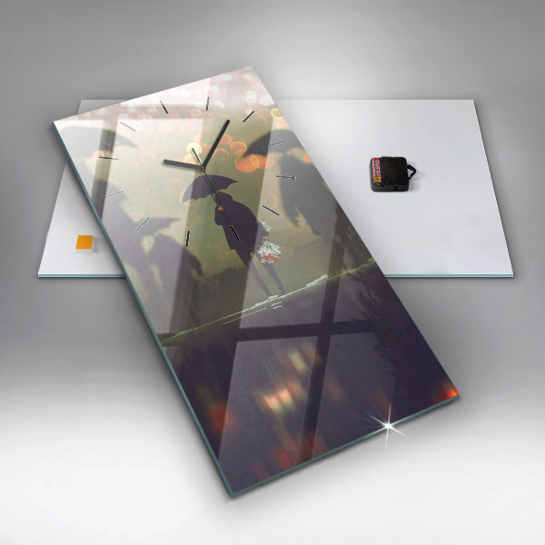 Zegar ścienny pionowy Ludzie z parasolami