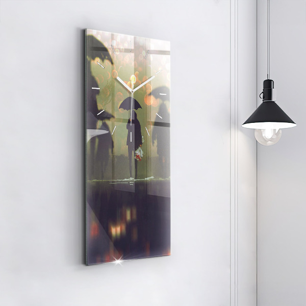 Zegar ścienny pionowy Ludzie z parasolami