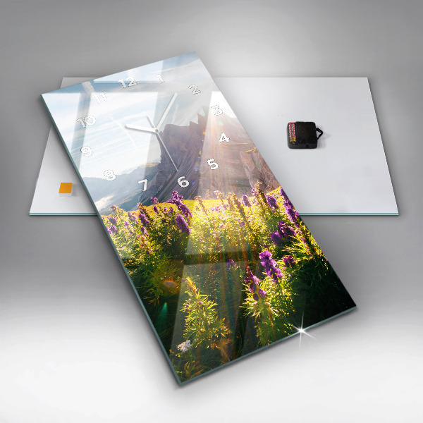 Zegar ścienny pionowy Łąka Lawenda