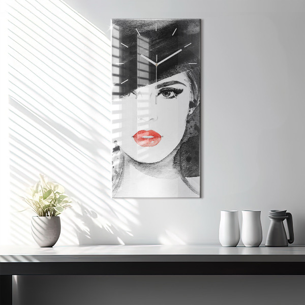 Zegar ścienny pionowy Kobieta w kapeluszu