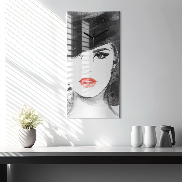 Zegar ścienny pionowy Kobieta w kapeluszu