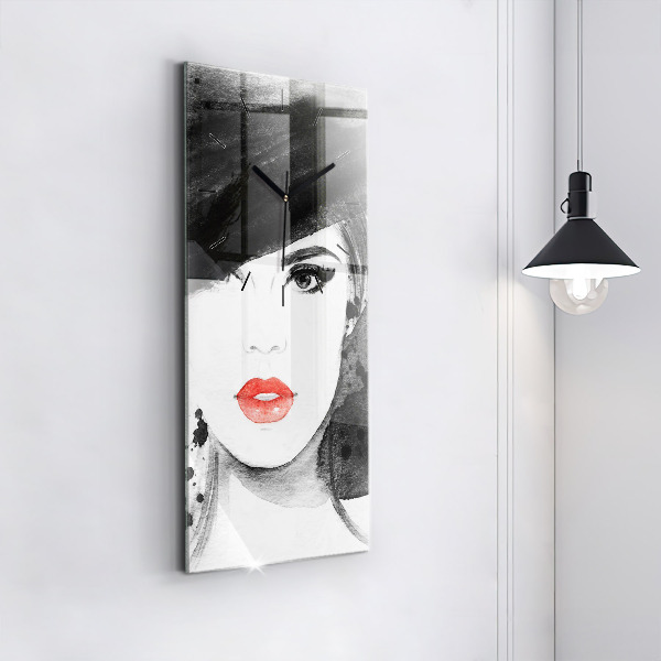 Zegar ścienny pionowy Kobieta w kapeluszu