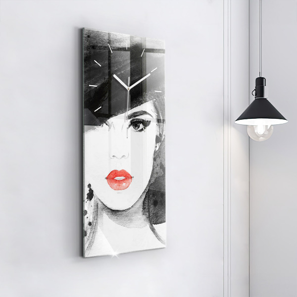 Zegar ścienny pionowy Kobieta w kapeluszu