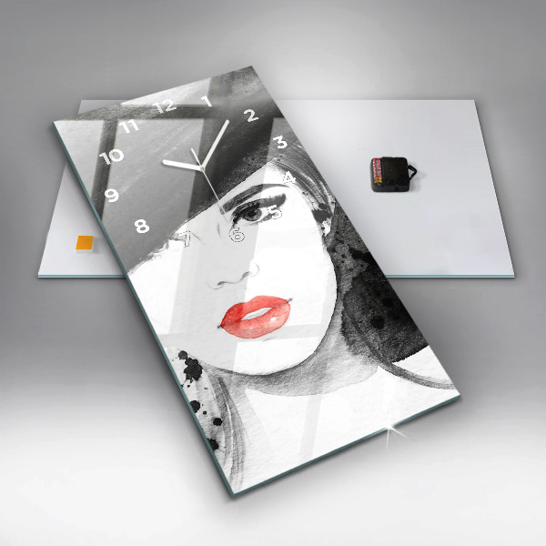 Zegar ścienny pionowy Kobieta w kapeluszu